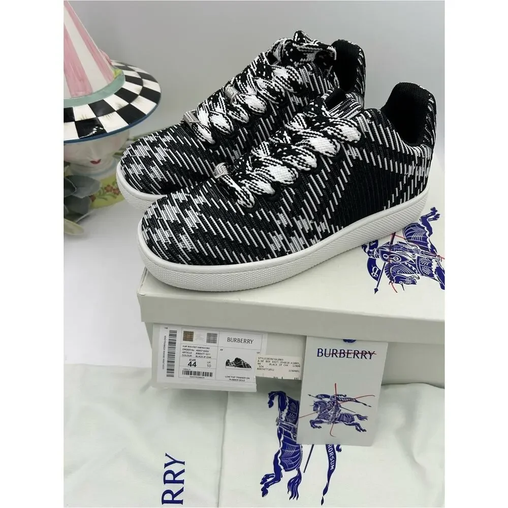 Men's Burberry check knit box low top sneakers size 44 made in Italy
